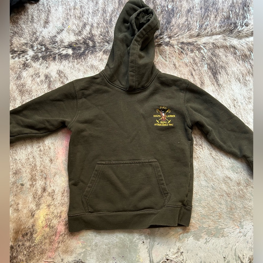 Polo Ralph Lauren Boy's Hoodie Pull Over 6 Brown Stitched Logo